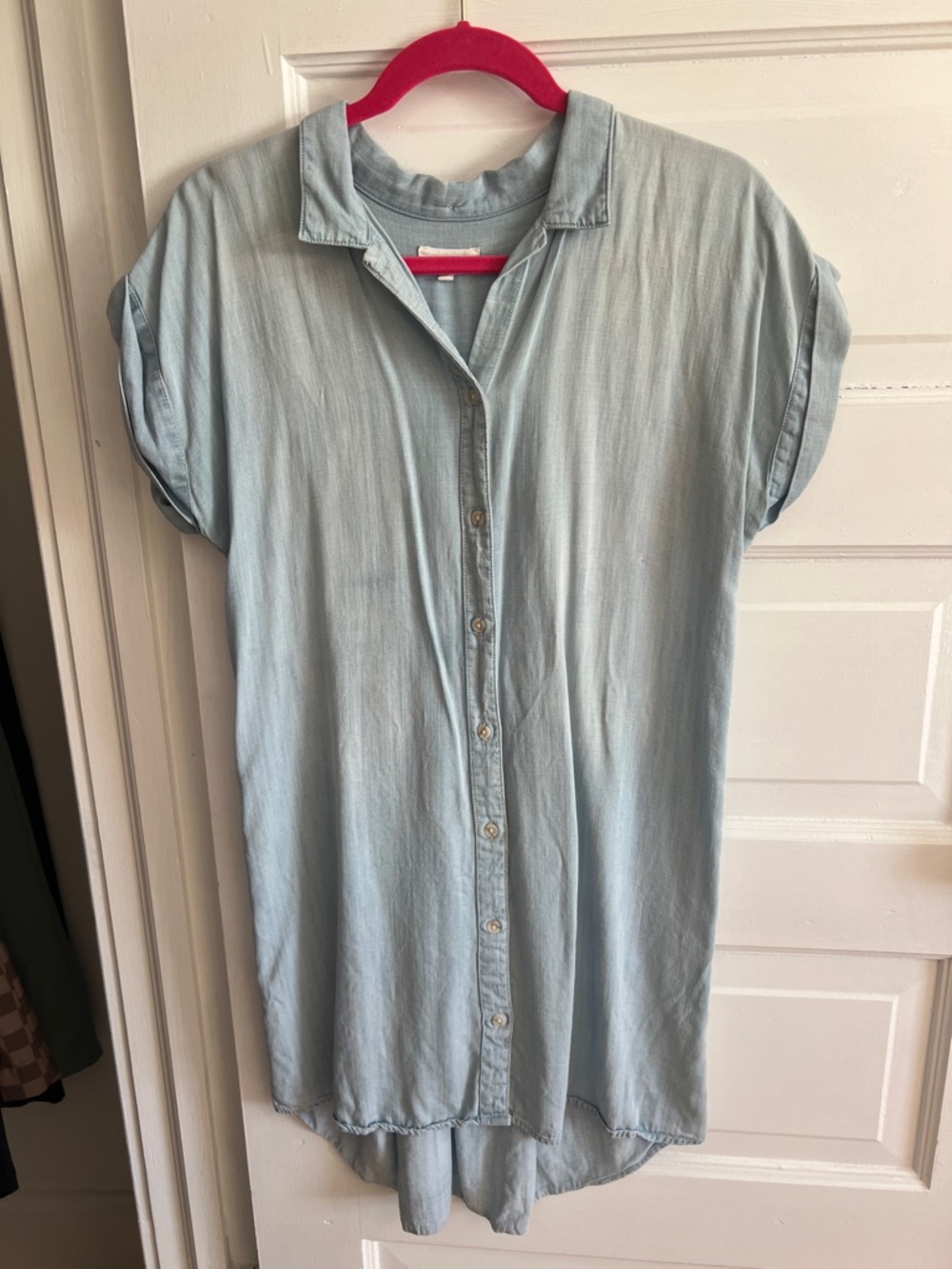 Thread & Supply Light Blue Button-Front Mini Dress